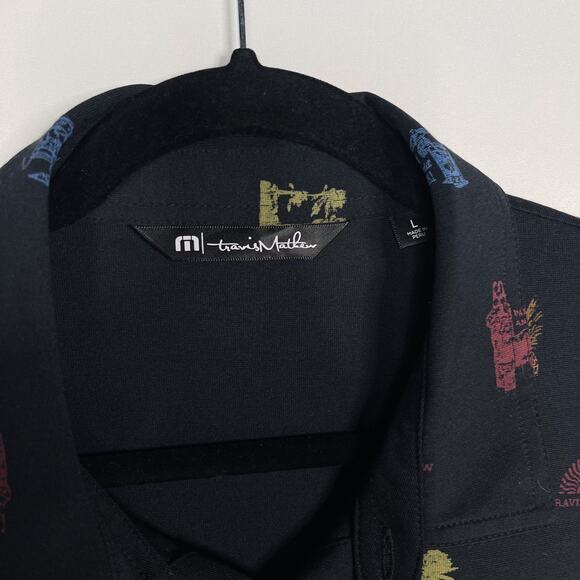 Travis Mathew Mens Large Black 5'O Clock Somewhere Polo Short Sleeve Pima Cotton - Picture 5 of 7